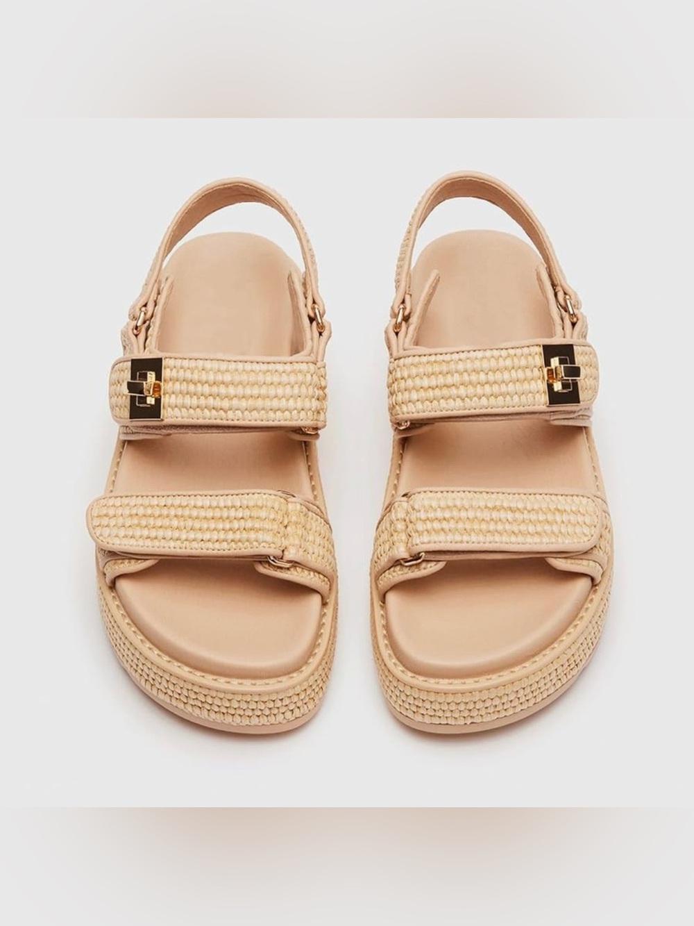 Women’s Beige Woven Platform Sandals - Picture 2 of 5